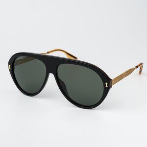 Gucci Women Sunglasses Black Gold Havana Grey Aviator GG1515S 001 BRAND NEW
